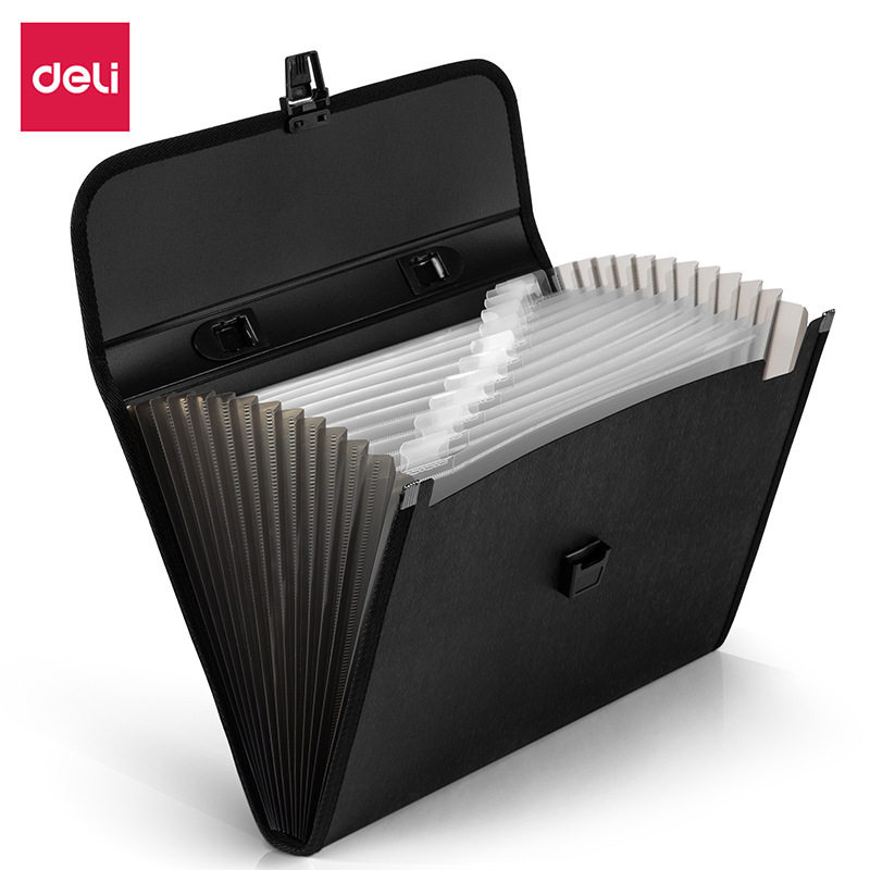 得力A4风琴包5232办公手提包13格文件夹资料收纳袋学生试卷夹