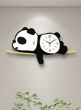 熊猫2025新款挂钟客厅餐厅背景墙卡通可爱简约创意网红免打孔钟表
