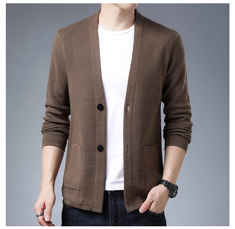 针织开衫男秋季厚款爸爸装外穿外套中青年韩版潮流男士毛衣夹克