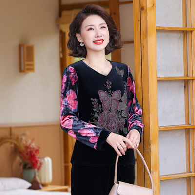 妈妈装2025衬衫春秋装新款中老年女宽松上衣老年人奶奶格子衬衣