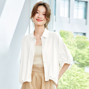 衬衫 2025夏季 衬衣女复古港味设计感小众法式 气质白色短袖 新款