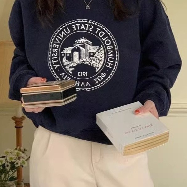 韩国东大门2025年秋冬季新款减龄字母印花圆领宽松百搭长袖卫衣