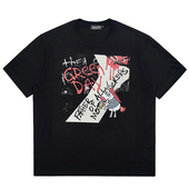 T恤粉独角马涂鸦宽松半袖 Green Day绿日乐队男女学生punk重磅短袖