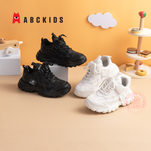 abckids童鞋夜光小白鞋男款2024新款春秋季休闲鞋粘扣女童运动鞋