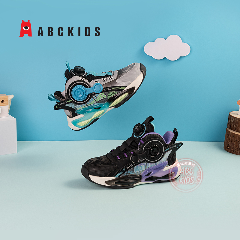 abckids童鞋男大童运动鞋春秋2024秋季新款网面跑步鞋透气蓝球鞋
