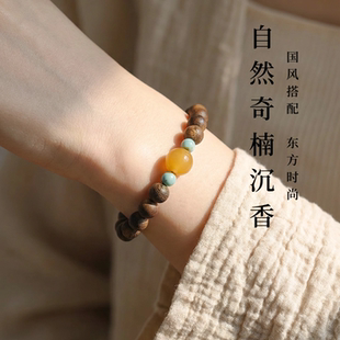 天然沉香蜜蜡手串叠戴手链绿松石和田玉南红朱砂玛瑙猛犸青金石