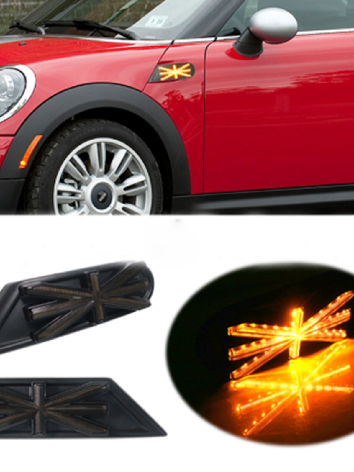 BMW MINI COOPER R55 56-59 사이드 라이트 펜더 LED 러닝 워터 방향 지시등에 적합
