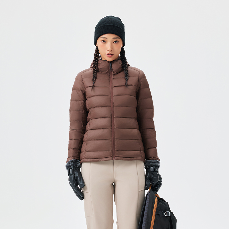 途连帽轻薄羽绒服女款2025新款轻便保暖排骨羽绒衣运动上衣外套