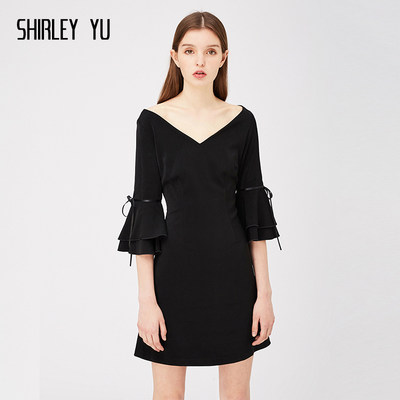 shirleyyu2021新款v领派对洋装