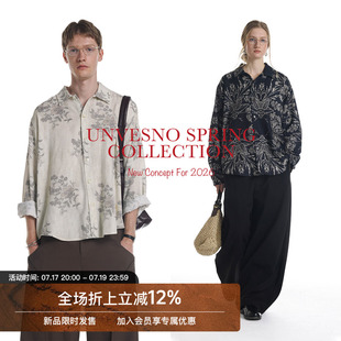 Unvesno(UN)中古老钱高智风提花宽松廓形花式男女款衬衫