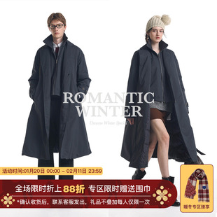 【防风假两件 90白鸭绒】Unvesno(UN)Demure风极简保暖长款羽绒服