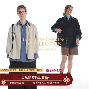 【假两件】Unvesno(UN)高智感松弛层次感叠穿撞色长袖男女款衬衫