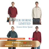 Unvesno 做旧石磨洗褪老钱风马年刺绣磨毛衬衫 马年限定