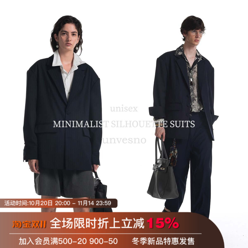 【老钱Lem风】Unvesno(UN)老钱风极简主义廓形垫肩休闲西装外套