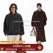 抗皱挺括极简套头V字包裹呢绒卫衣保暖 700G毛呢料 Unvesno