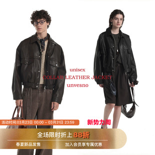 LM风 短廓复古皮革男女同款 Unvesno Boxyfit 夹克外套秋