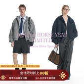 Unvesno 1000克重磅老钱风羊毛混纺彩纱小香风呢绒连帽卫衣