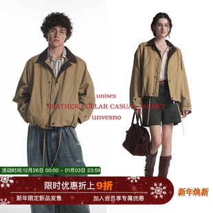 老钱松弛 Fit拼皮抽绳休闲短廓秋季 Unvesno Barn 保暖夹克