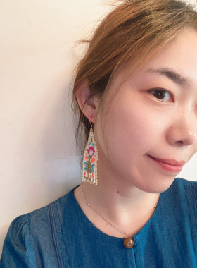 summer手作｜波西米亚度假风复古花卉拍照搭配串珠流苏耳环耳夹