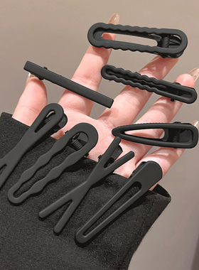 简约黑色发夹边夹侧边刘海碎发夹女前额无痕一字鸭嘴夹发卡发饰