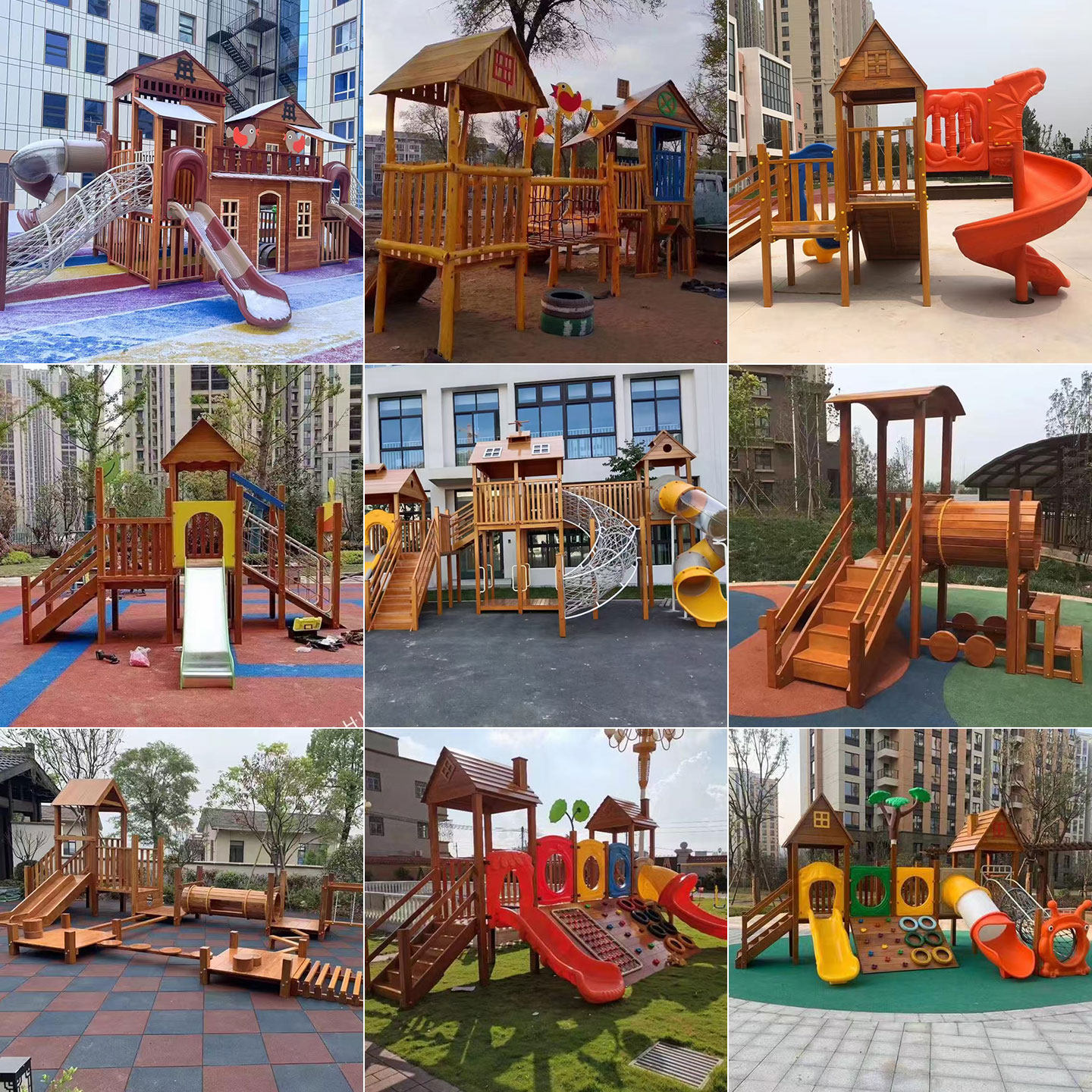 幼儿园大型户外木质攀爬架进口防腐木滑梯荡桥秋千钻洞儿童玩具