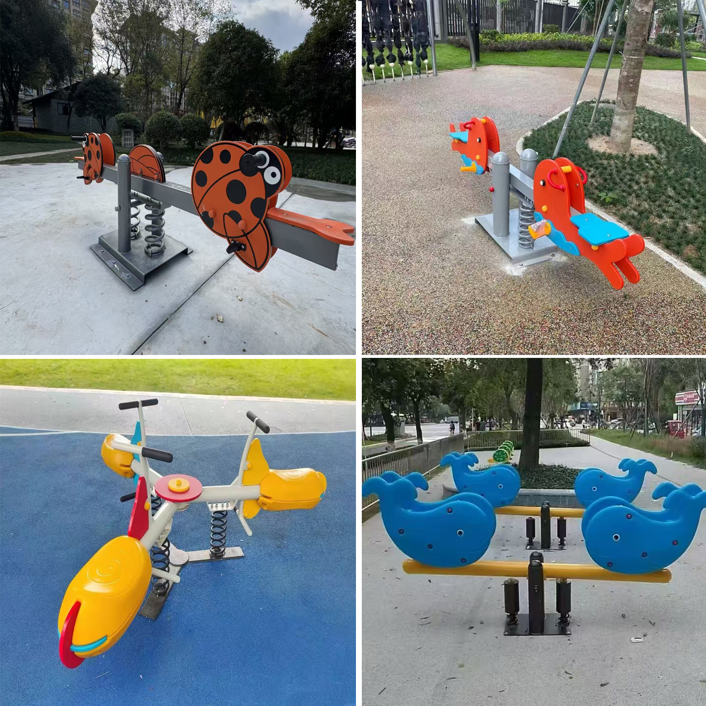 小区公园户外摇马PE板跷跷板幼儿园儿童卡通双三人弹簧摇摇乐定制