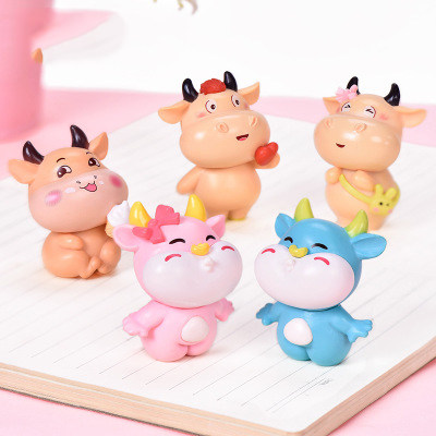 微景观塑料工艺品十二生肖可爱动物亲嘴牛情侣园艺盆栽造景装饰品