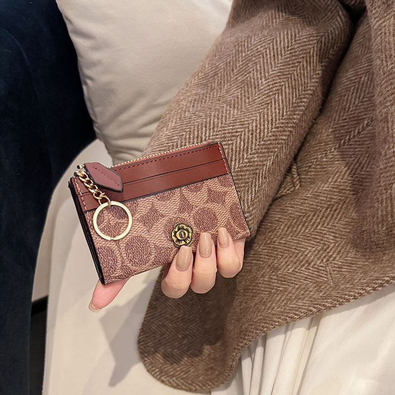 小众高级感山茶花卡包女士零钱包