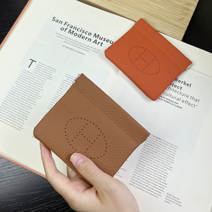 H家真皮零钱包女小巧精致高档牛皮镂空卡包车钥匙口红证件收纳包