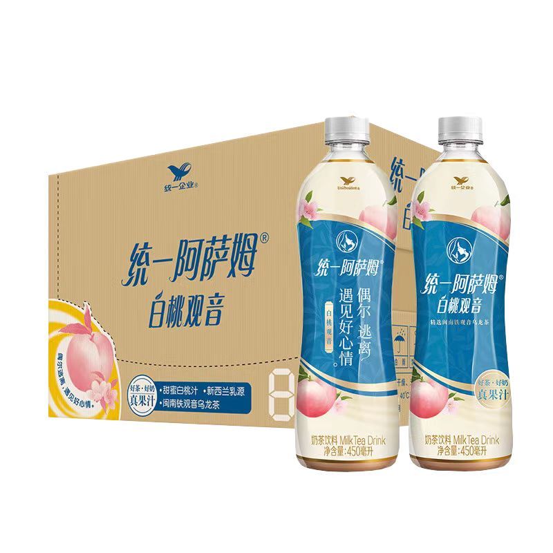 统一阿萨姆奶茶饮料 15瓶整箱白桃观音/原味/无糖原味/青提茉莉