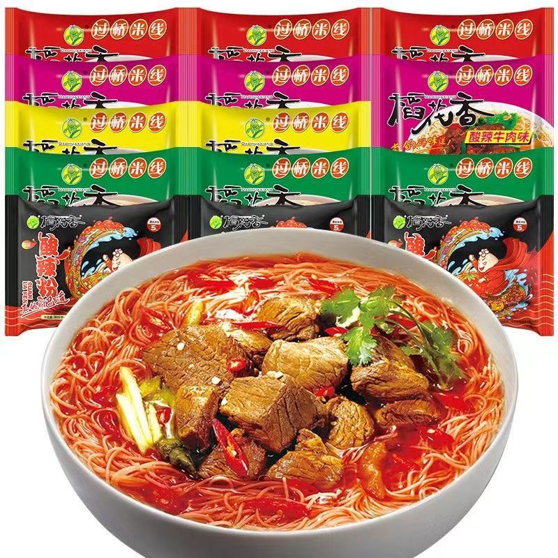 稻花香过桥米线酸辣牛肉香菇炖鸡袋非装油炸方便米线泡面方便面