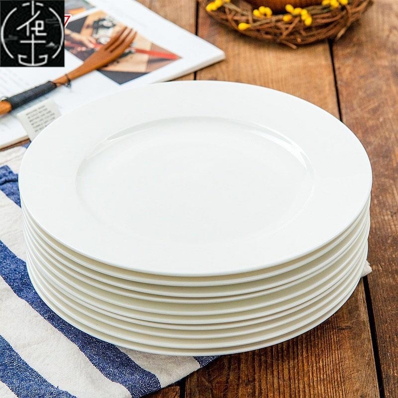 4 pure white round plates Dinner plate home cerami salad碟子