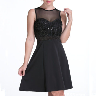 1950s A-Sharp Vintage Black Skater Dress Cocktail Party