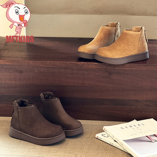 女童棉靴2025新款厚底雪地靴冬季加绒保暖棉鞋防滑男童马丁勃肯靴