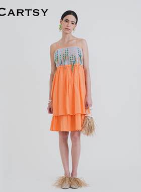 MICartsy王紫珊春夏新款穿绳流苏细肩带连衣裙吊带女BRBR033