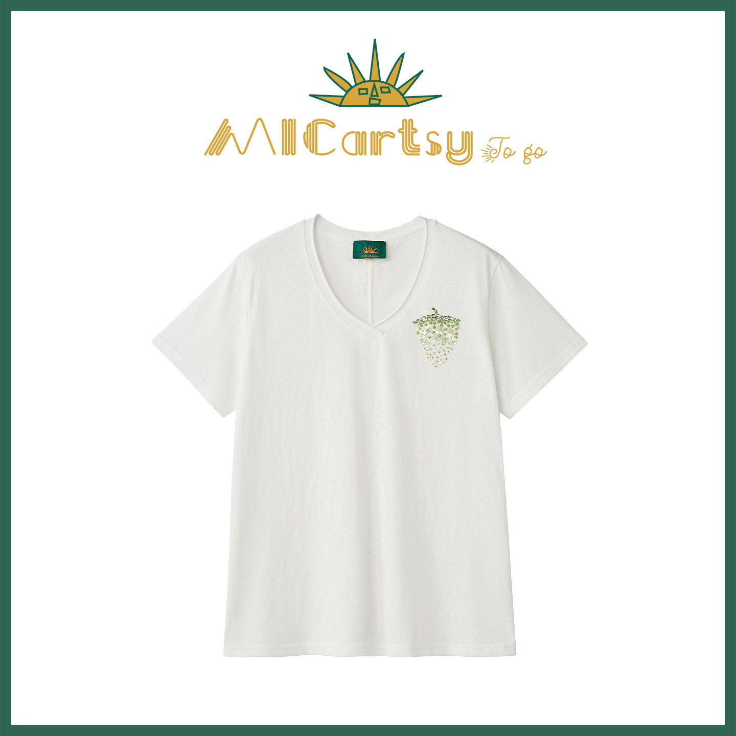 MICartsy配饰车togo系列手工钉珠渐变亮片青草莓短袖T恤
