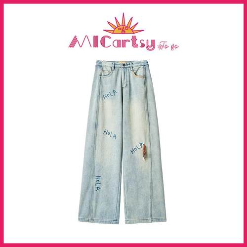 手工刺绣牛仔裤MICartsy长裤