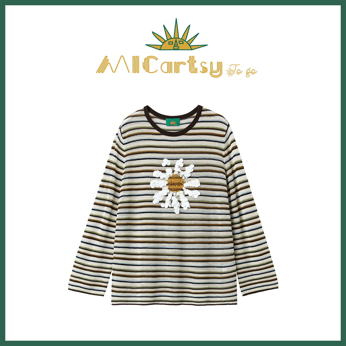 MICartsy王紫珊配饰车togo系列早春新款手工钉珠雏菊针织上衣