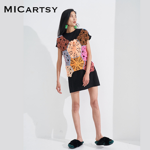 新款 MICartsy王紫珊2021秋季 手钩拼色背心长T恤小众设计感两件套