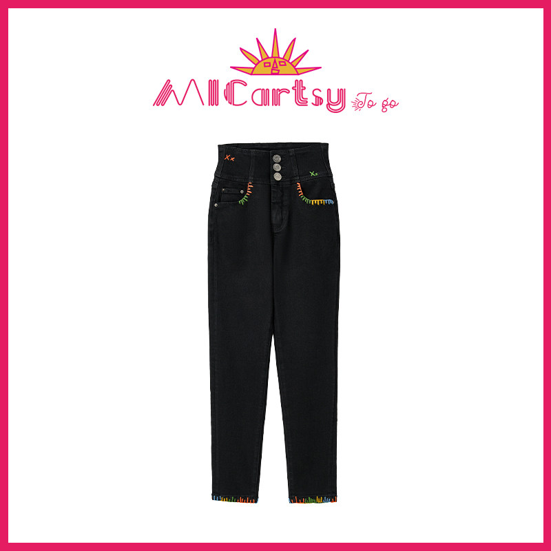 MICartsy,手工绣花,牛仔裤
