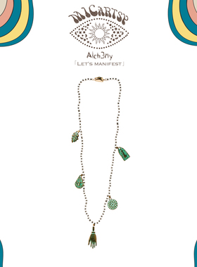 MICartsy节日蓝绿珠坠项链