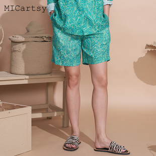 女休闲裤 短裤 百搭小众 玉米印花西装 MICartsy王紫珊春夏新款
