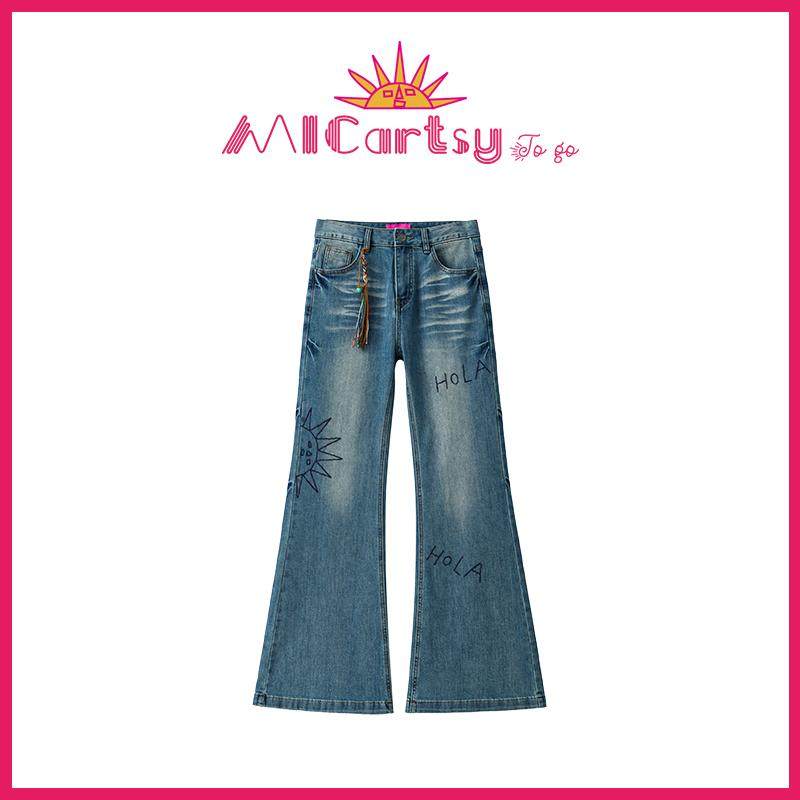 MICartsy,手工刺绣,牛仔长裤