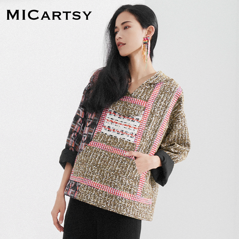 micartsy王紫珊秋冬新款拼布卫衣