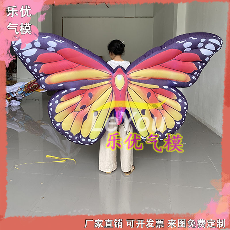 充气动漫仿真人背蝴蝶气模酒吧夜店游乐园巡游互动发光可定制道具