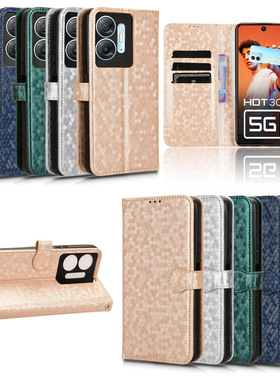 适用于传音Infinix Hot30 5G，X6832波点纹皮套手机壳插卡保护套