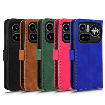 适用于Nothing Phone4A Pro肤感小牛纹皮套手机壳插卡防摔保护套翻盖男女素皮商务素皮