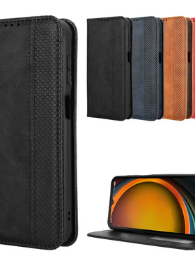 适用于三星Galaxy XCover7 Pro磁扣复古纹皮套手机壳插卡防摔保护套翻盖式素皮男女外壳