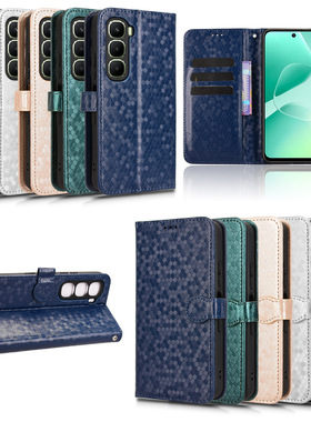 适用于传音Infinix Hot 60 5G，Hot 60i 4G波点纹皮套手机壳插卡防摔保护套翻盖式男女素皮商务外壳