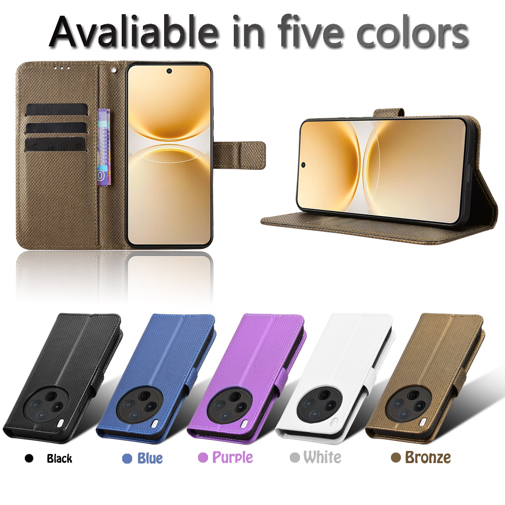 适用于vivo Y500 Pro 5G钻石纹皮套手机壳防摔保护套翻盖式男女素皮外壳插卡男女